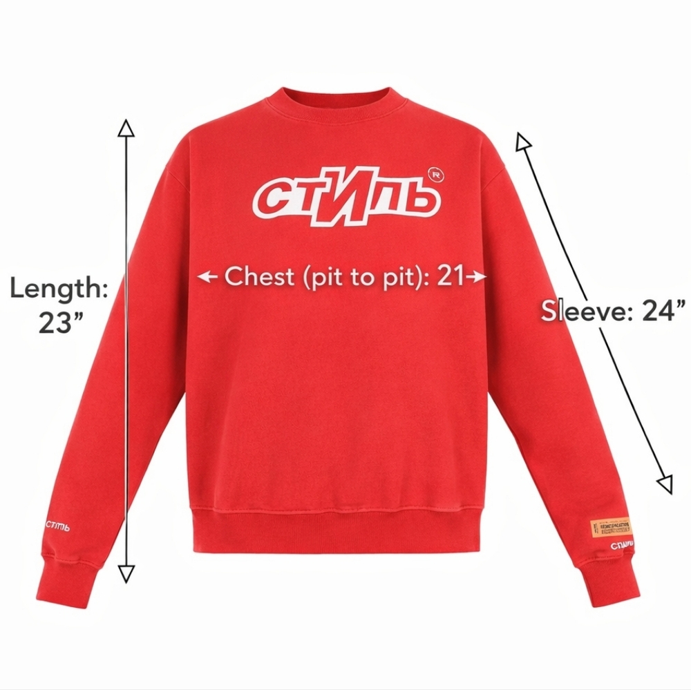 NWT Heron Preston Vibrant Red Crewneck Sport Sweatshirt Size S - Picture 5 of 11